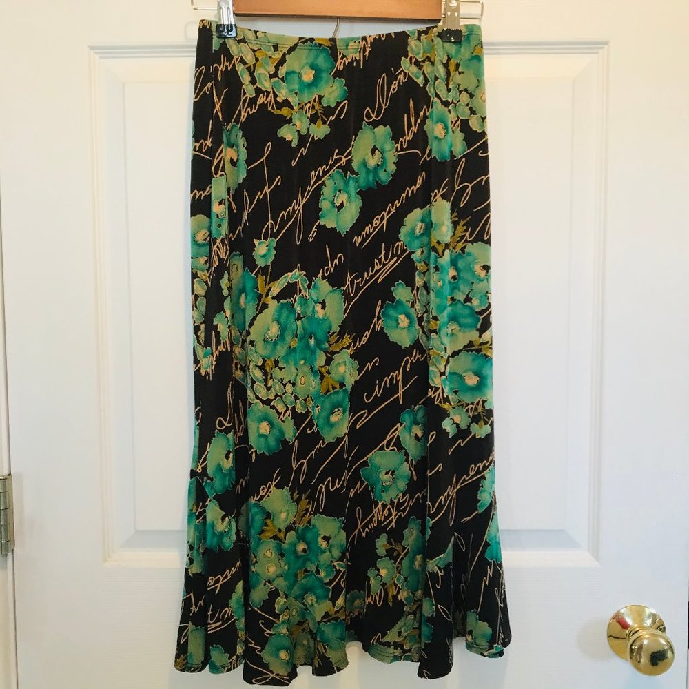 Sybelle Floral Script Ruffle Hem Skirt